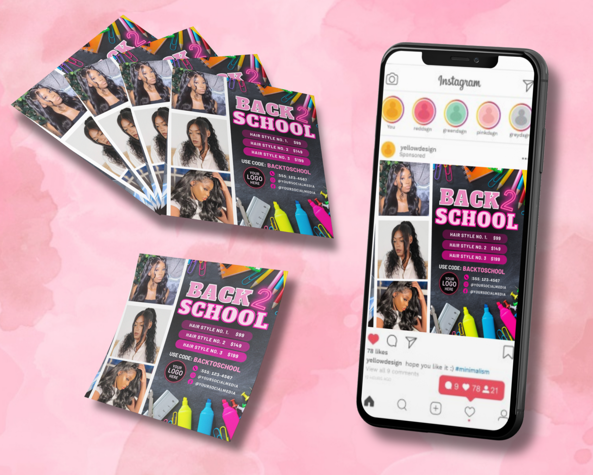 Back To School Flyer, DIY Flyer Template Design, Back To School Sale Flyer, Hair Flyer, Wig Flyer, Social Media Flyer, Premade Flyer - Preplates