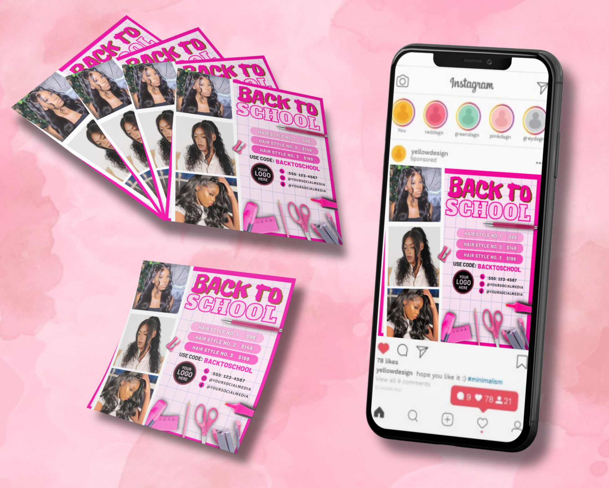Back To School Flyer, DIY Flyer Template Design, Back To School Sale Flyer, Hair Flyer, Wig Flyer, Social Media Flyer, Premade Flyer - Preplates