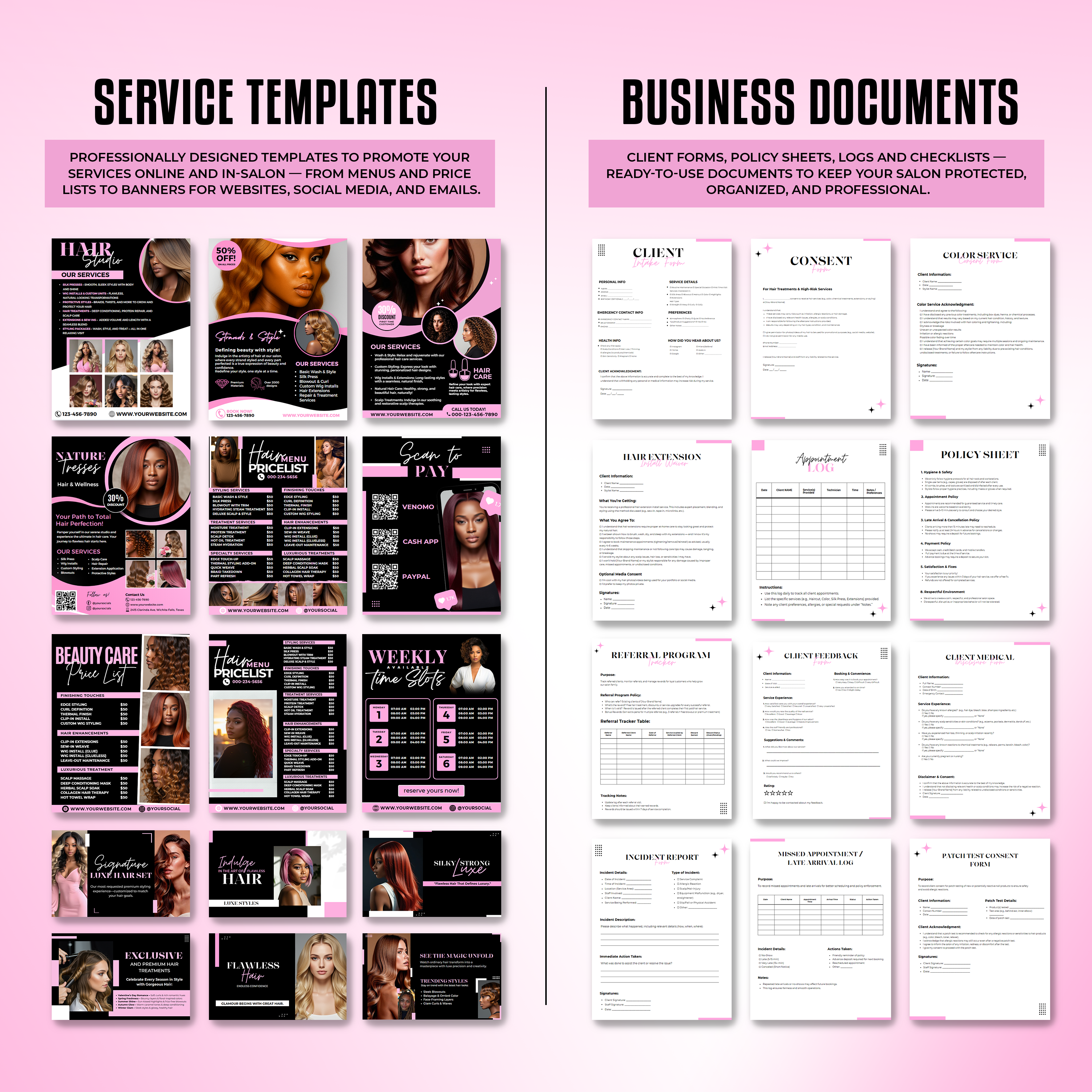 Ultimate Hair Business Template Bundle