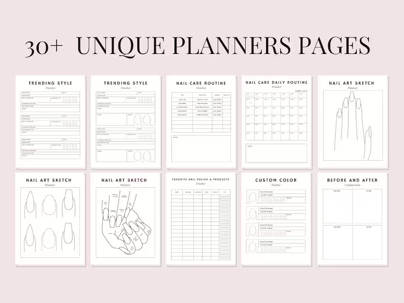 nail art planner | printable nail design journal for clients & pros