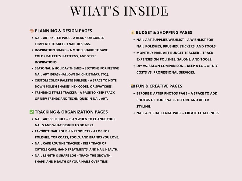nail art planner | printable nail design journal for clients & pros