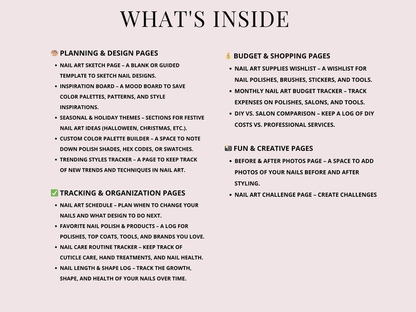 Nail Art Planner | Printable Nail Design Journal for Clients & Pros