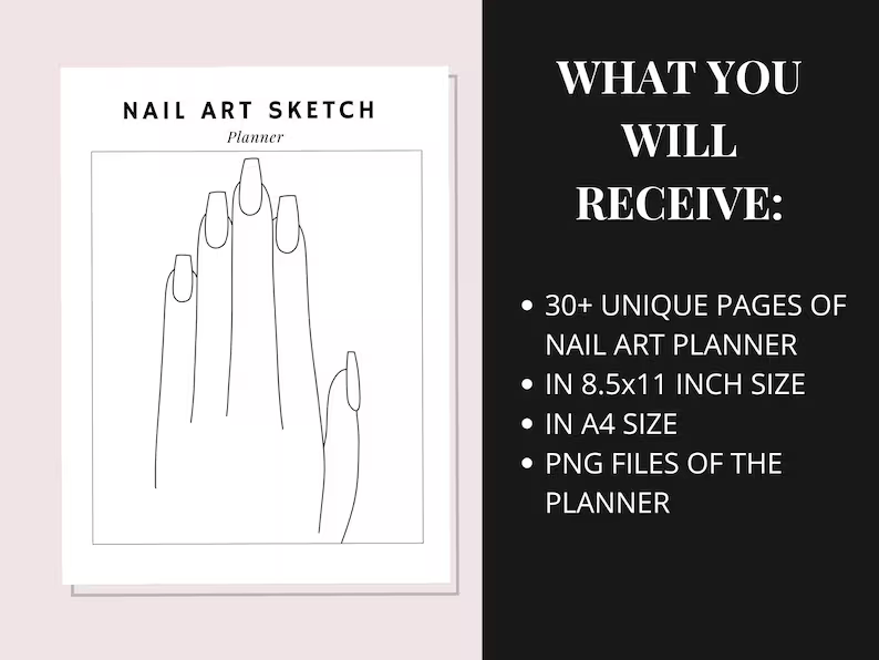 nail art planner | printable nail design journal for clients & pros