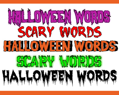 CREATE YOUR OWN Halloween Words, Scary Words, Halloween Font Writing, Horror Letters, Scary Lettering Text Design, Dripping Trick or Treat