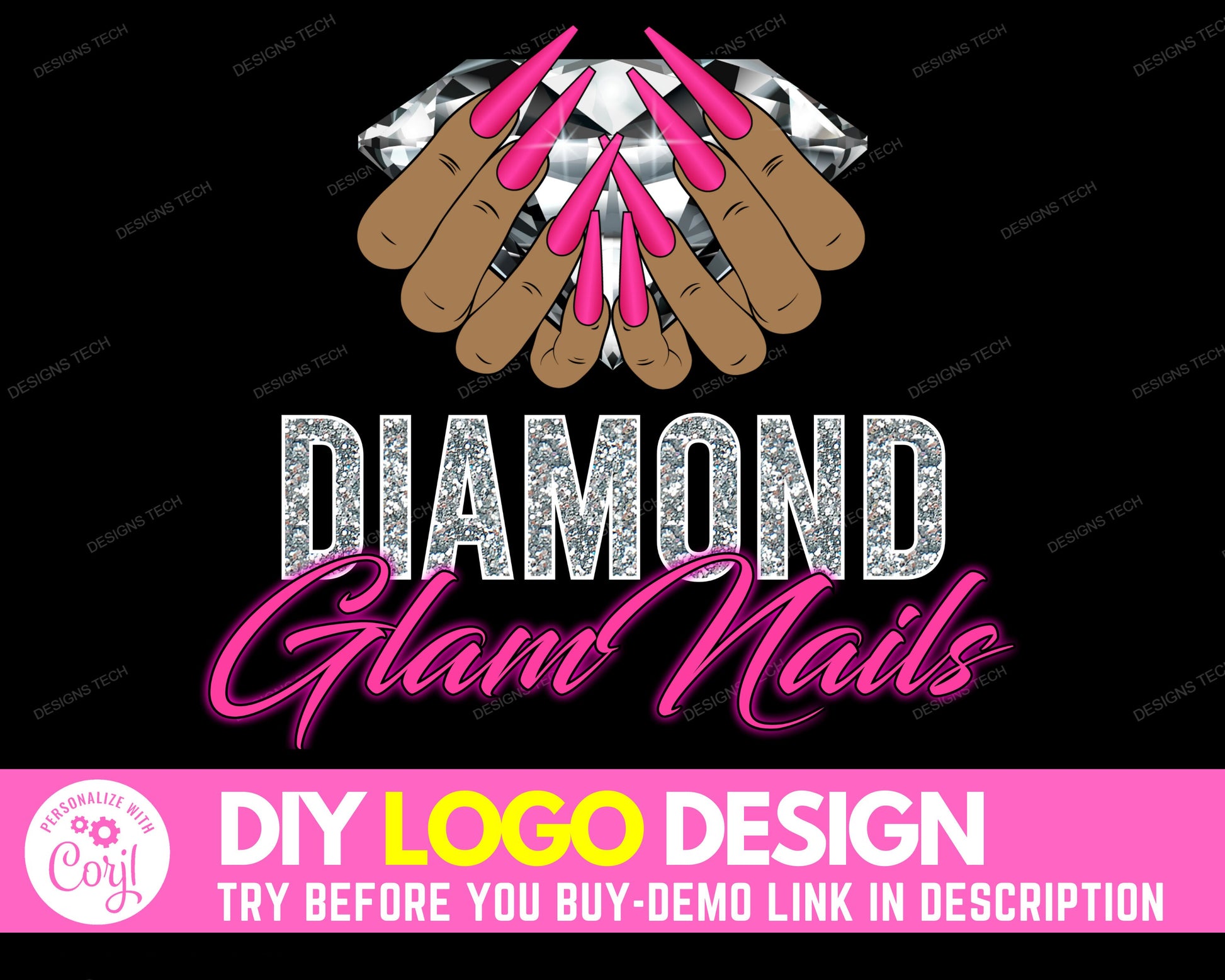 DIY Nail Logo, Edit Yourself Nails Logo Design, Beauty Logo, Nail Tech Logo, Makeup Logo, Nails Salon Artist Logo, Polish Logo DIY Template