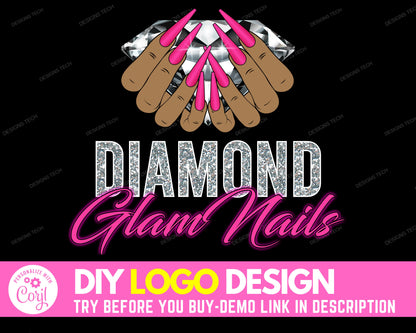 DIY Nail Logo, Edit Yourself Nails Logo Design, Beauty Logo, Nail Tech Logo, Makeup Logo, Nails Salon Artist Logo, Polish Logo DIY Template