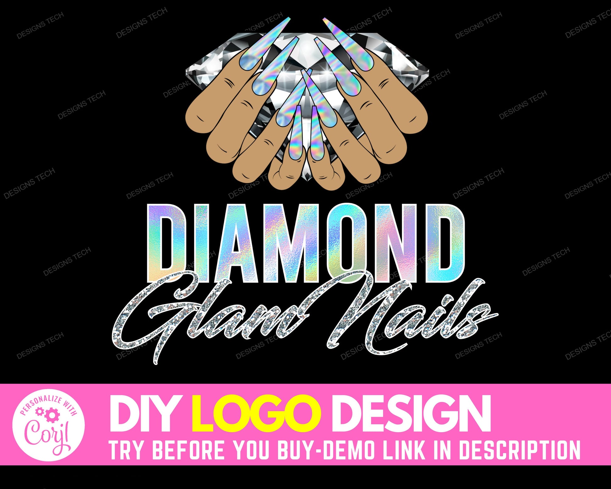 DIY Nail Logo, Edit Yourself Nails Logo Design, Beauty Logo, Nail Tech Logo, Makeup Logo, Nails Salon Artist Logo, Polish Logo DIY Template
