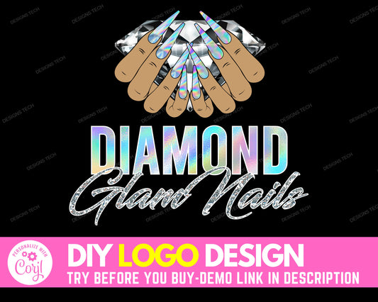 DIY Nail Logo, Edit Yourself Nails Logo Design, Beauty Logo, Nail Tech Logo, Makeup Logo, Nails Salon Artist Logo, Polish Logo DIY Template