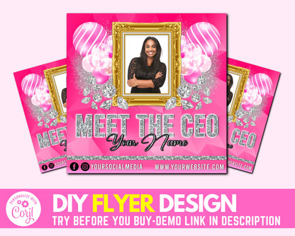 Meet The CEO Flyer, Social Media Flyer, DIY Flyer Design, Social Media Post, Instagram Flyer, Premade Business Flyer Template
