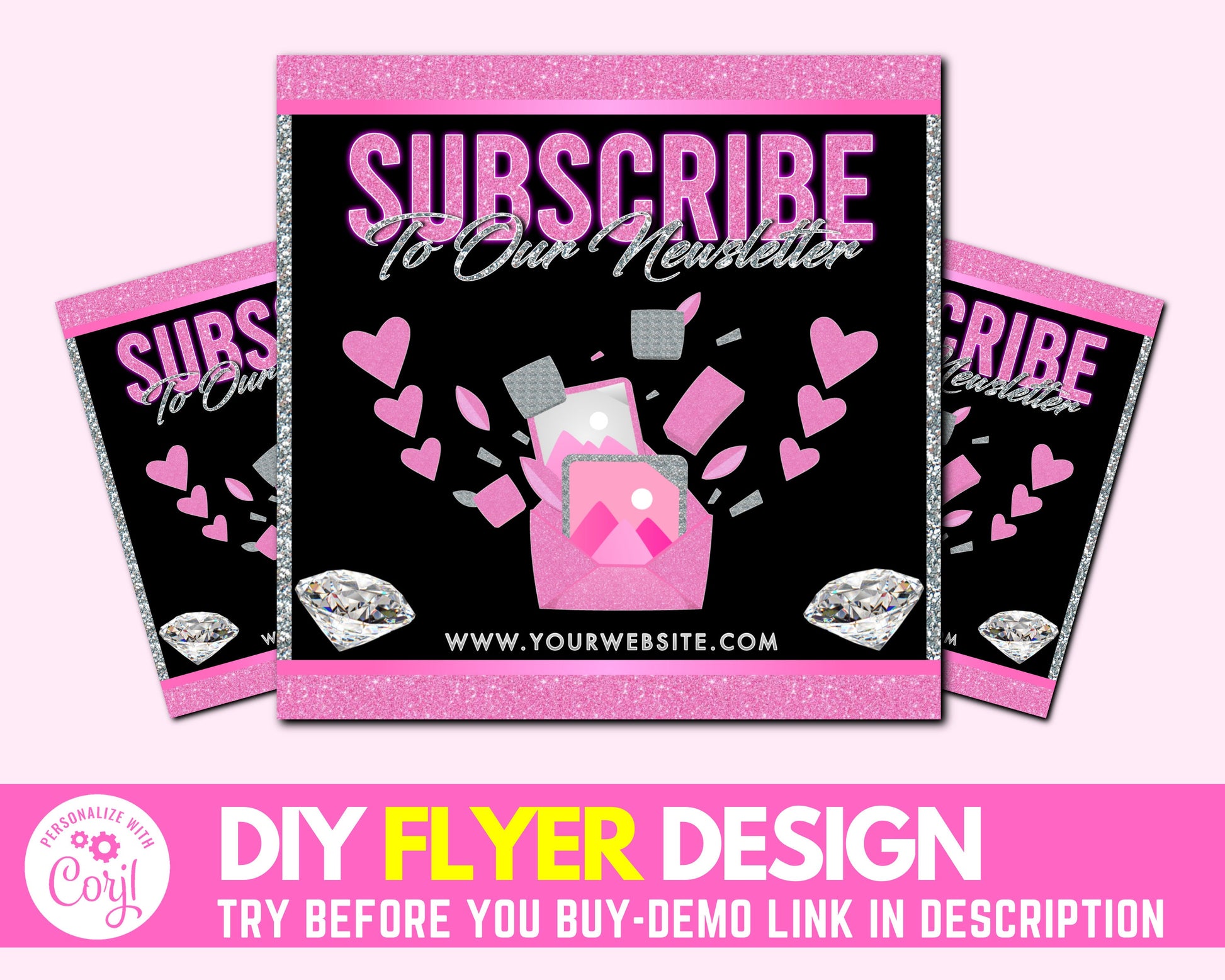 DIY Email List Flyer, Subscribe To Our Newsletter Flyer Design, Signup Mail Flyer, Social Media Flyer, Premade Business Flyer Template