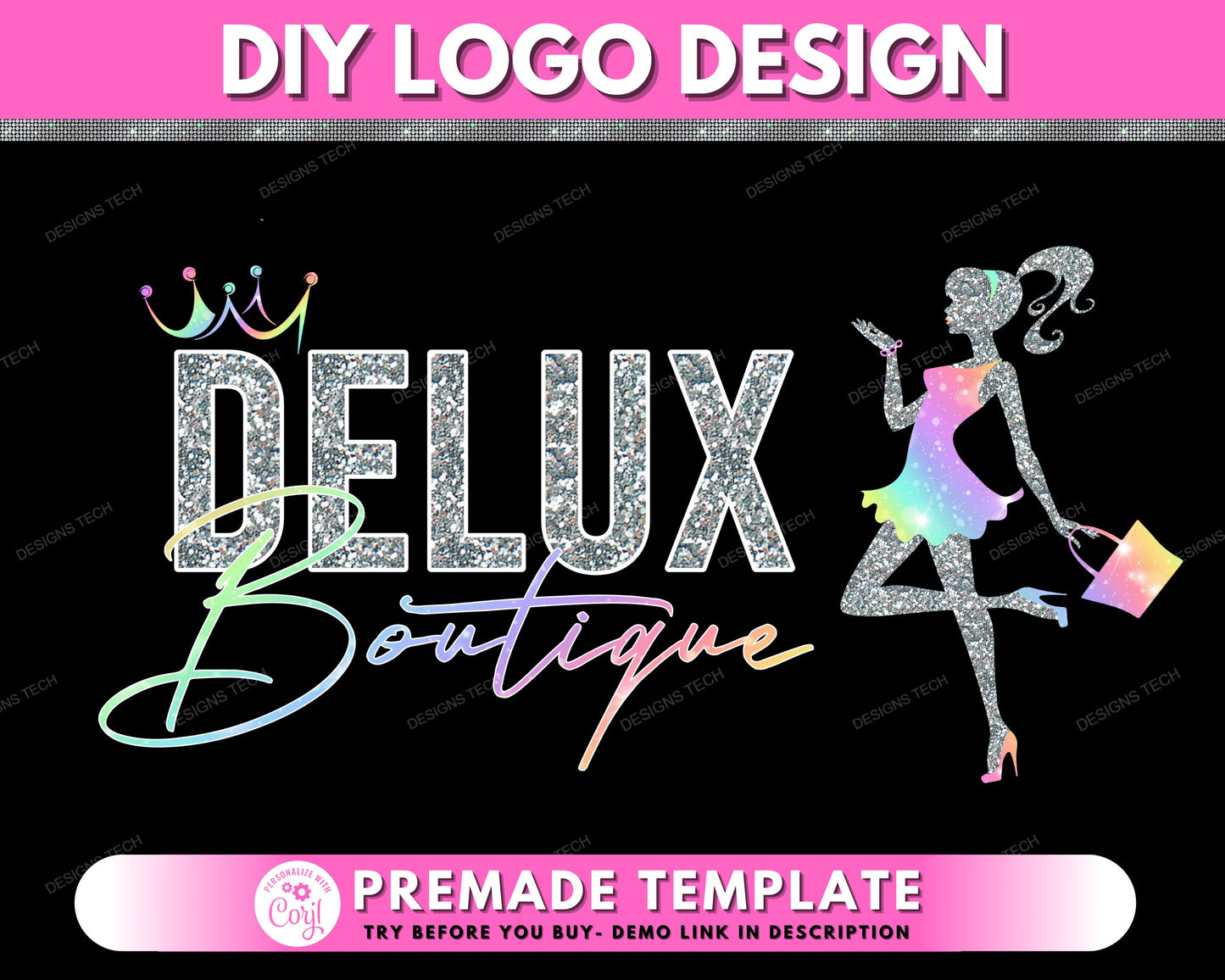 diy boutique logo, edit yourself beauty logo, fashion logo, shop logo, clothing shopping store logo, online business logo design template