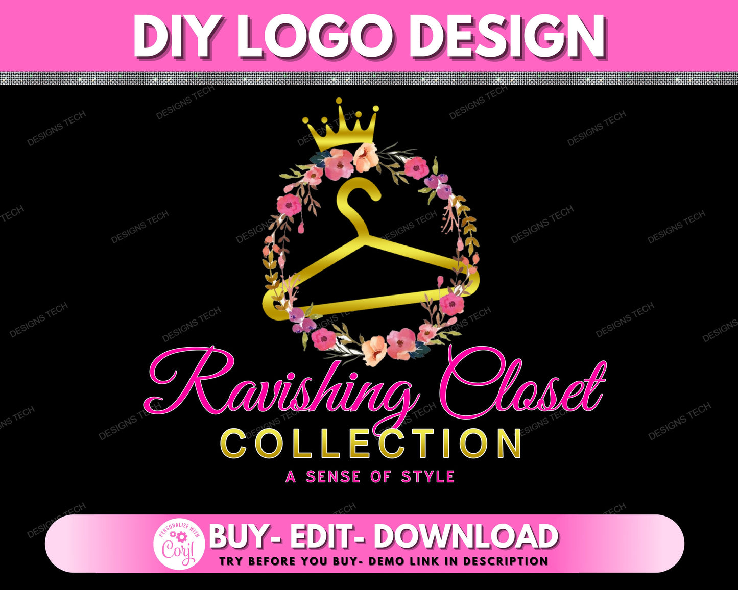 diy boutique logo, beauty logo design, floral logo, clothing shop logo, clothes store logo, hanger logo, fashion business logo template