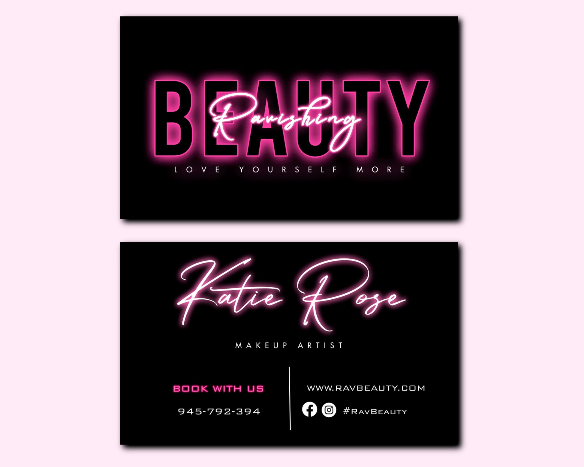 DIY Business Cards, Business Card Design, Neon Beauty Brand Cards, Card Design, Lash Lashes Business Card, Premade Template Design