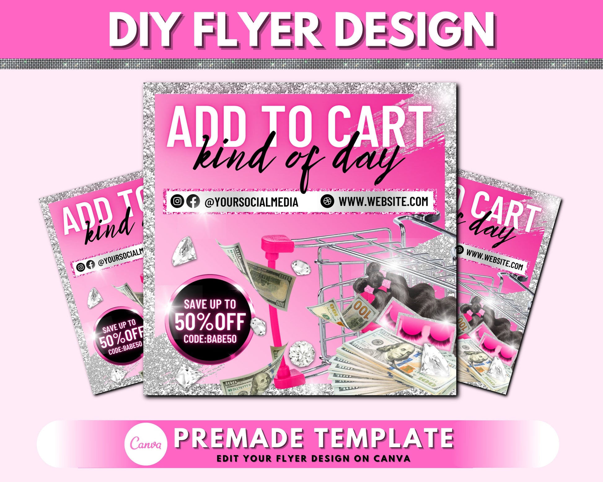 DIY Add To Cart Flyer, Social Media Flyer, Hair Flyer, Flyer Template, Lash Template, Instagram Editable Premade Business Beauty Flyer