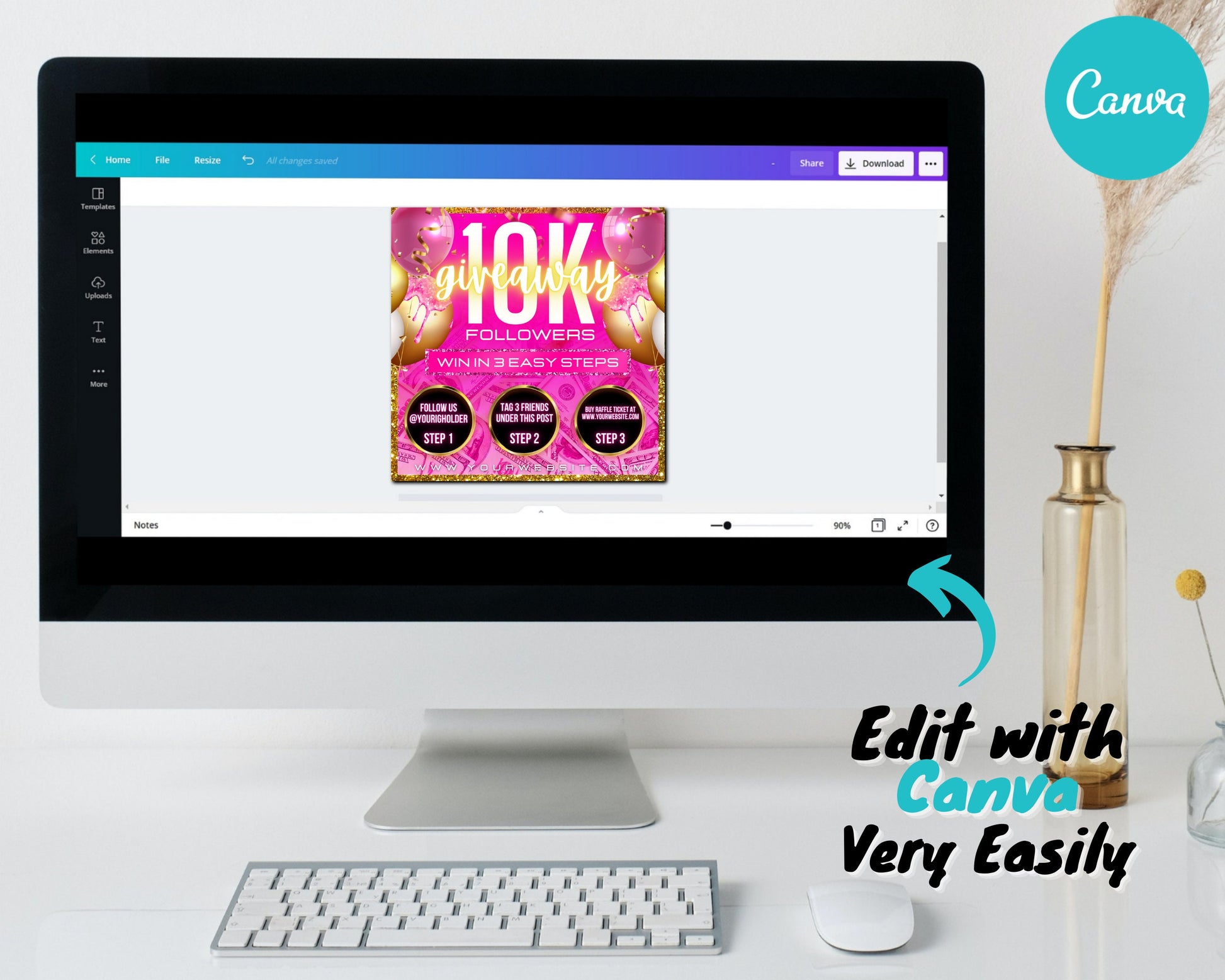 Giveaway Flyer, DIY Flyer Design, Followers Flyer, Hair Flyer, Social Media Flyer, Instagram Flyer, Premade Business Flyer Design Template