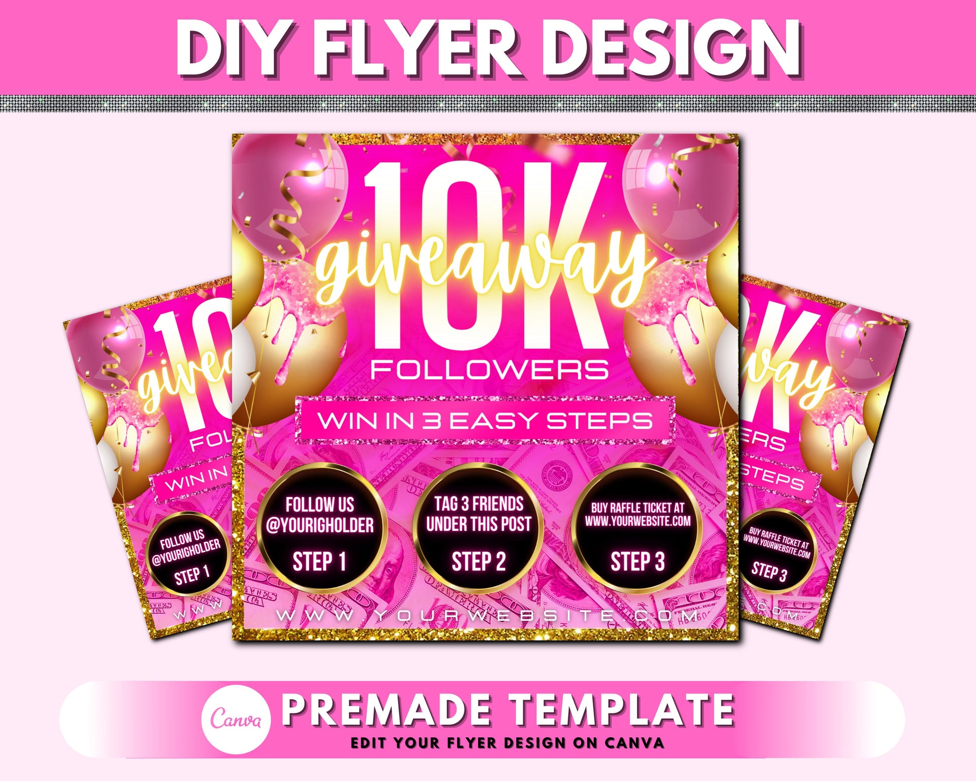 Giveaway Flyer, DIY Flyer Design, Followers Flyer, Hair Flyer, Social Media Flyer, Instagram Flyer, Premade Business Flyer Design Template
