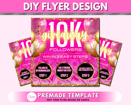 Giveaway Flyer, DIY Flyer Design, Followers Flyer, Hair Flyer, Social Media Flyer, Instagram Flyer, Premade Business Flyer Design Template