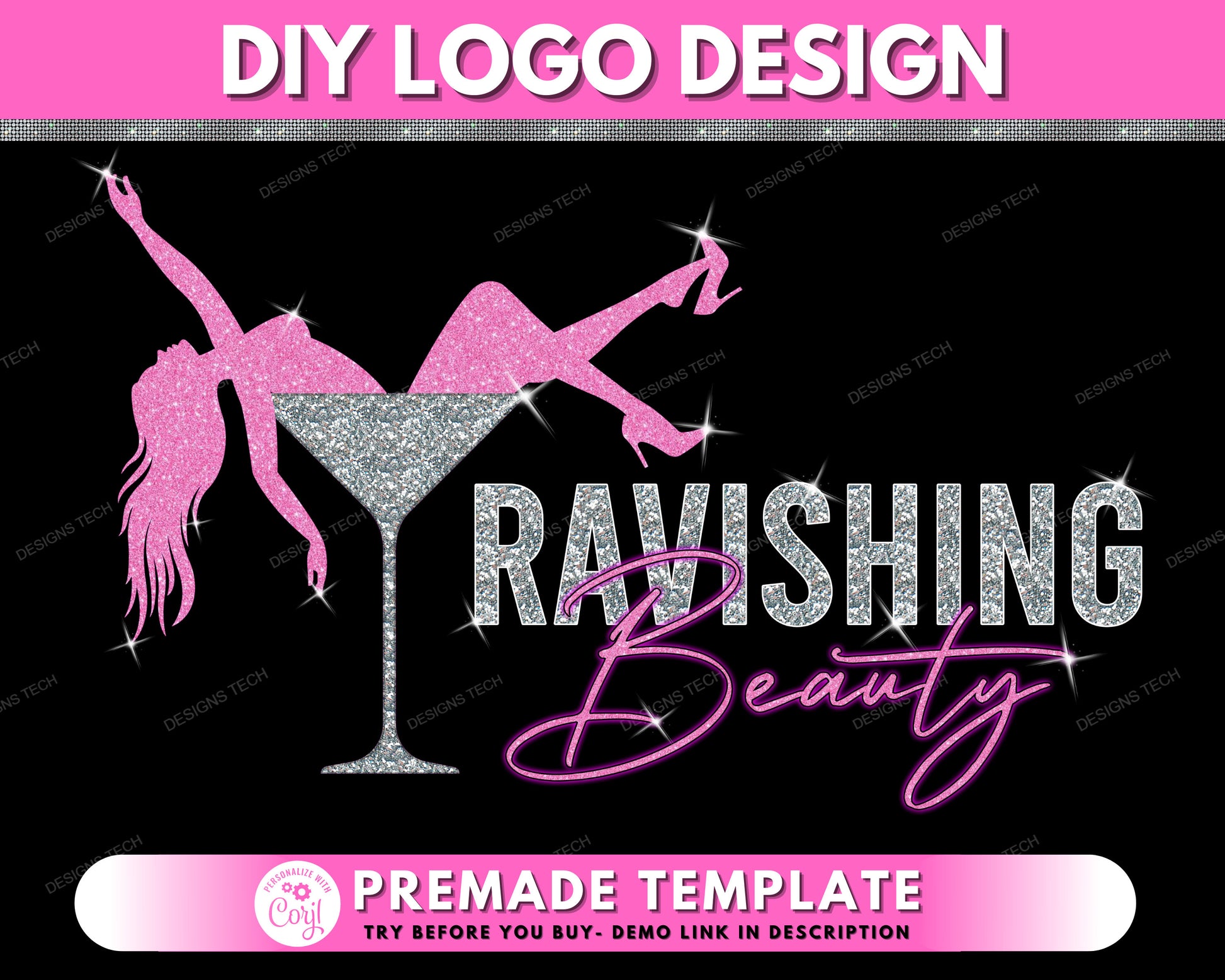DIY Beauty Logo, Boutique Logo, Fashion Logo, Makeup Artist Logo, Beauty Bar Logo, Shop Logo, Premade Business Logo Design Template