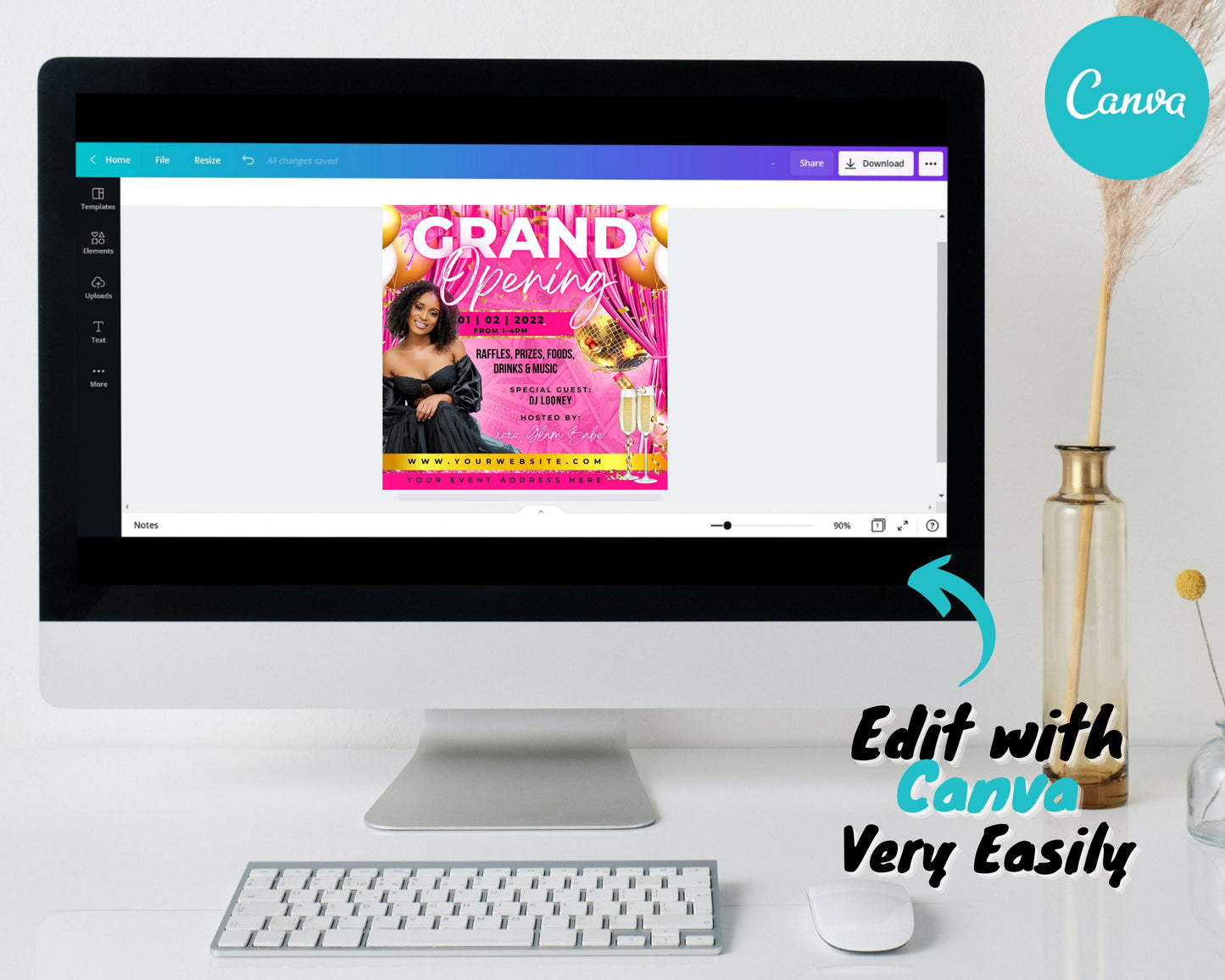 grand opening flyer, diy flyer template, celebration flyer, social media flyer, beauty flyer, grand opening post, business flyer design