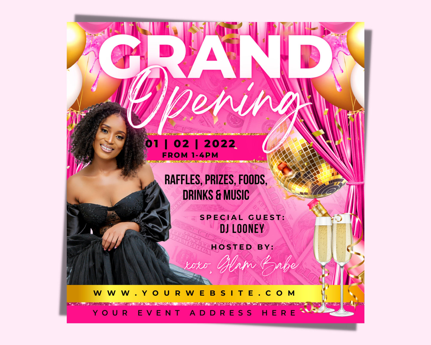 grand opening flyer, diy flyer template, celebration flyer, social media flyer, beauty flyer, grand opening post, business flyer design
