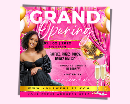 Grand Opening Flyer, DIY Flyer Template, Celebration Flyer, Social Media Flyer, Beauty Flyer, Grand Opening Post, Business Flyer Design