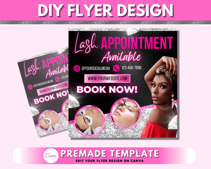 Lash Appointment Flyer, Eyelash Flyer, Social Media Flyer, Book Now Flyer, DIY Appointments Flyers Design, Premade Business Flyer Template