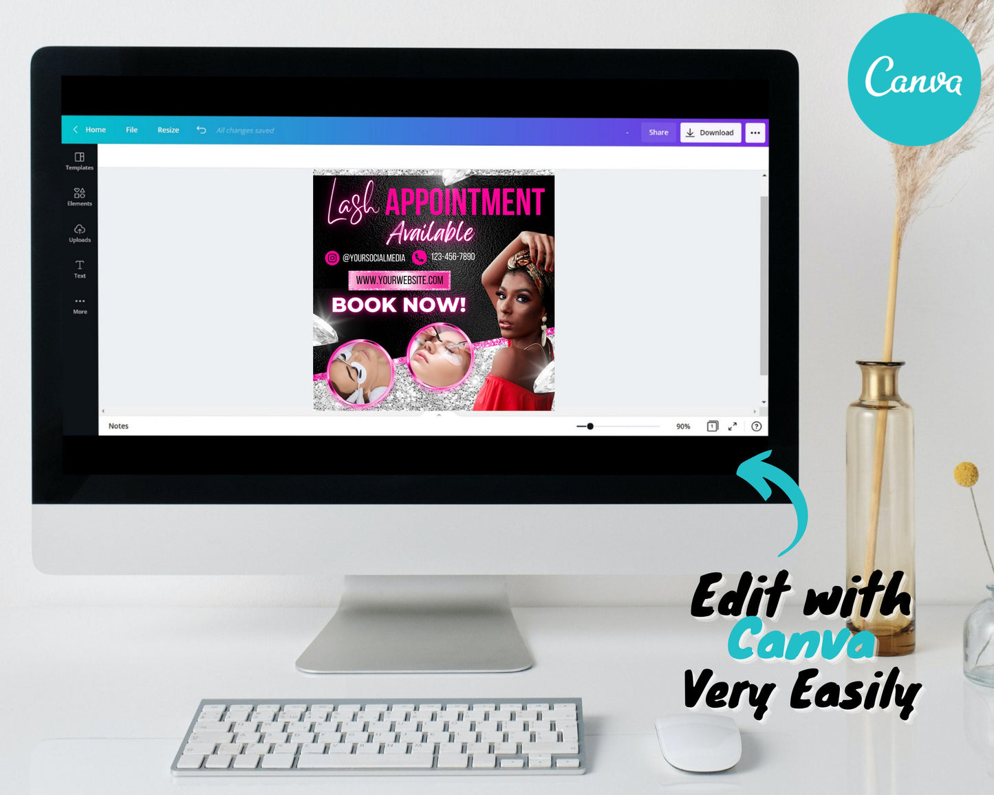 lash appointment flyer, eyelash flyer, social media flyer, book now flyer, diy appointments flyers design, premade business flyer template