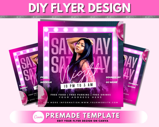 Event Flyer, DIY Flyer Template Design, Night Club Flyer, Saturday Friday Night Party Flyer, Club Flyer, Party Invite Flyer, DJ Disco Flyer