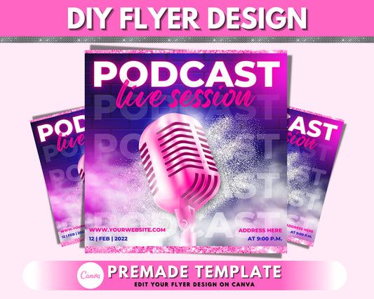 Podcast Flyer, DIY Flyer Template Design, Event Flyer, DJ Flyer Template, Club Flyer, Disco Party Invite Flyer, Social Media Flyer