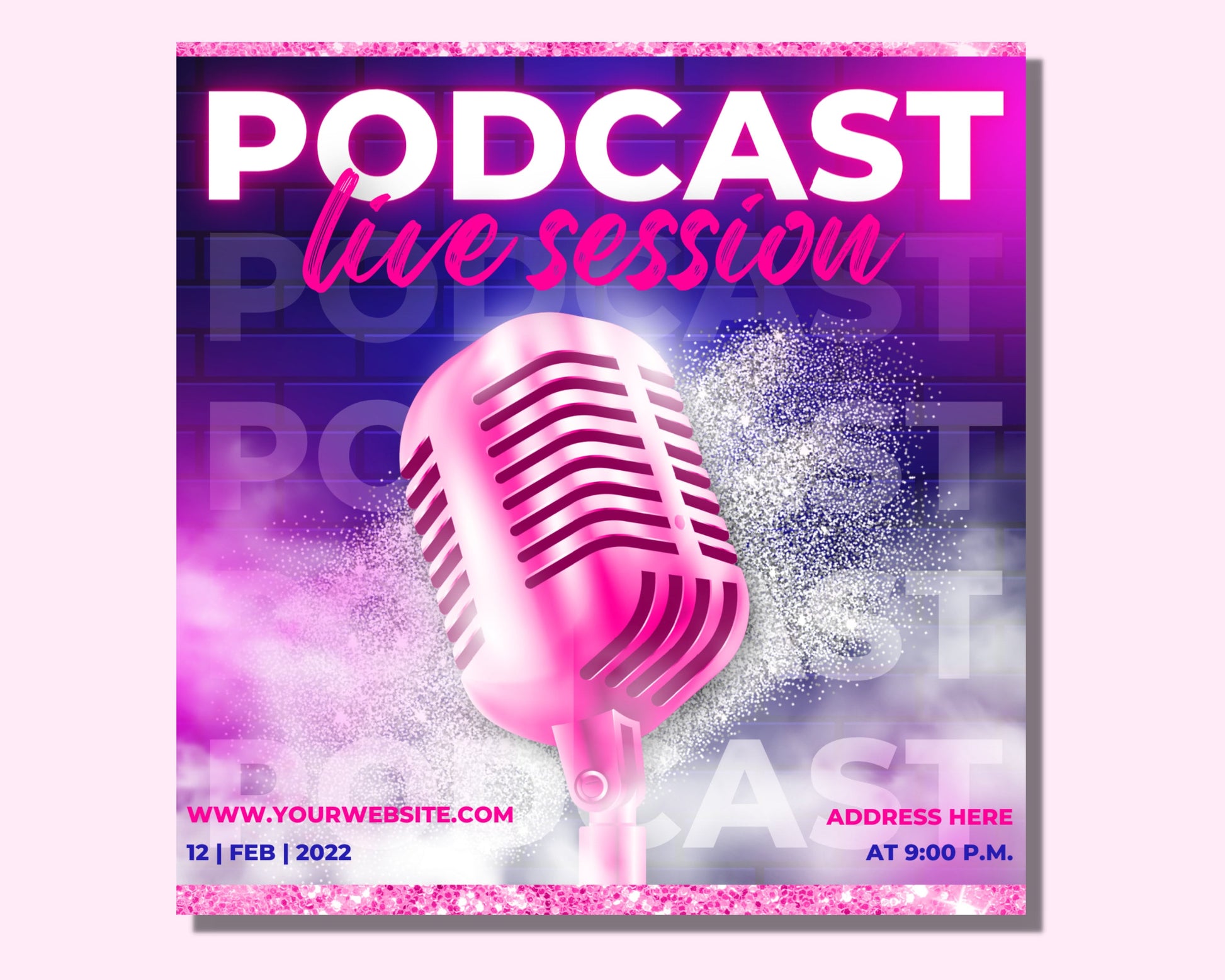 Podcast Flyer, DIY Flyer Template Design, Event Flyer, DJ Flyer Template, Club Flyer, Disco Party Invite Flyer, Social Media Flyer
