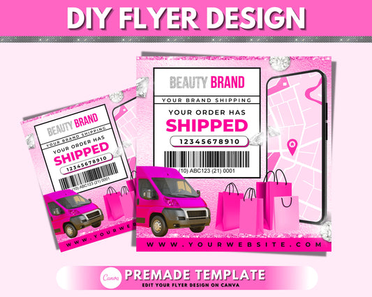 Order Shipping Flyer, DIY Flyer Template Design, Orders Have Been Shipped Flyer, Shipping Flyer, Premade Business Social Media Flyer