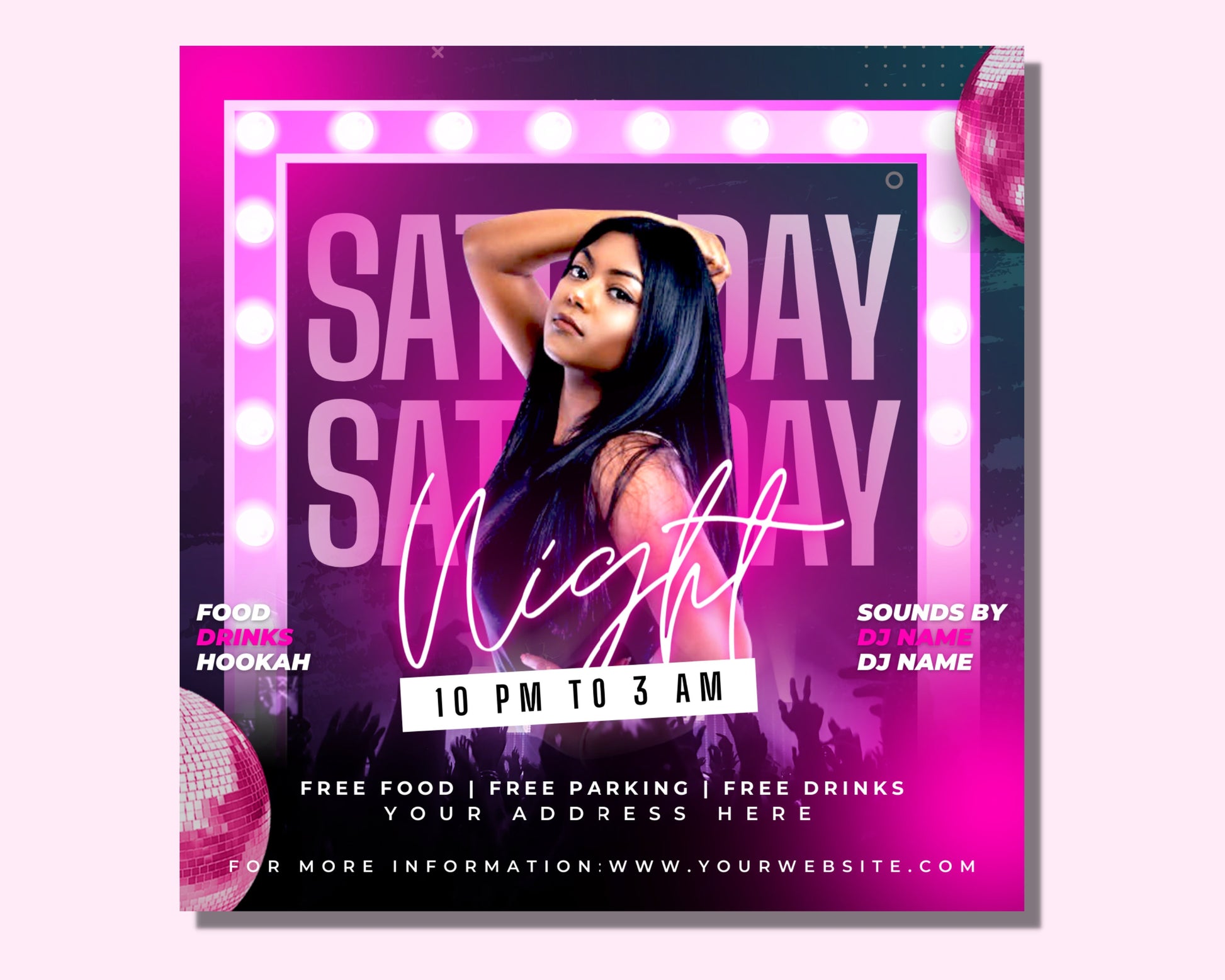Event Flyer, DIY Flyer Template Design, Night Club Flyer, Saturday Friday Night Party Flyer, Club Flyer, Party Invite Flyer, DJ Disco Flyer