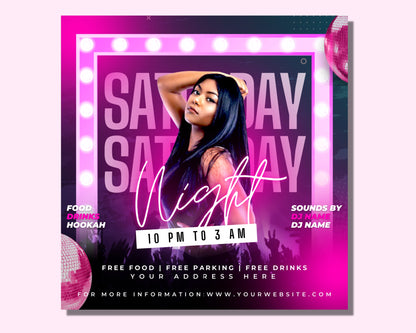 Event Flyer, DIY Flyer Template Design, Night Club Flyer, Saturday Friday Night Party Flyer, Club Flyer, Party Invite Flyer, DJ Disco Flyer