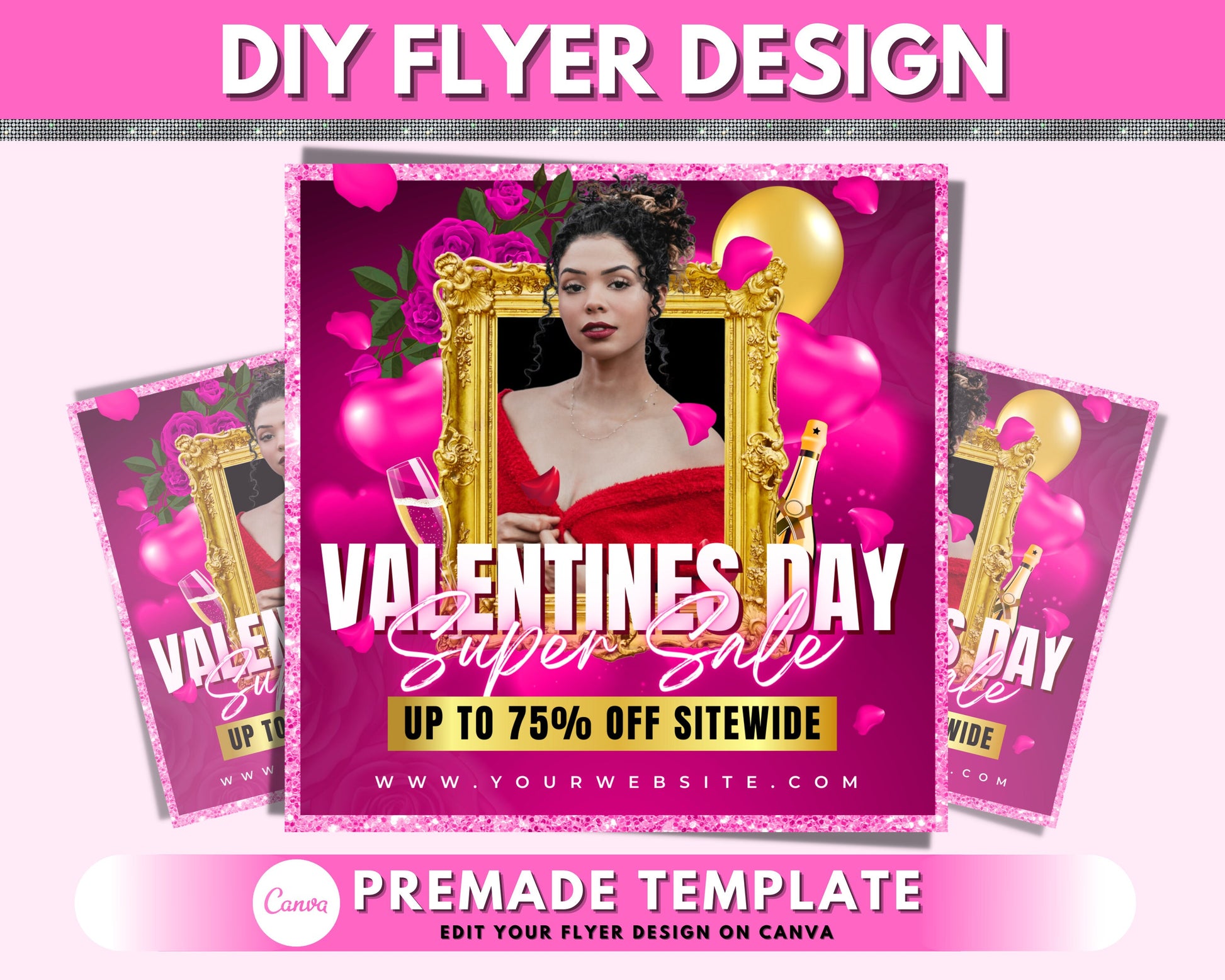 Valentines Flyer, DIY Flyer Template Design, Pink Valentines Day Sale Flyer, Love Flyer, Romance Flyer, Instagram Flyer, Social Media Flyer