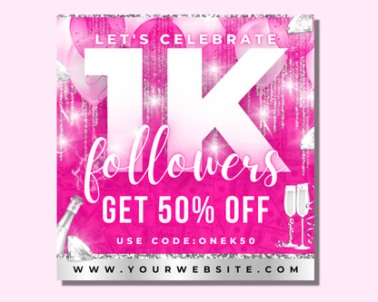 Followers Flyers, DIY Flyer Template Design, Sale Flyer, 1K Followers Flyer, Social Media Flyer, Instagram Flyer, Premade Business Flyer