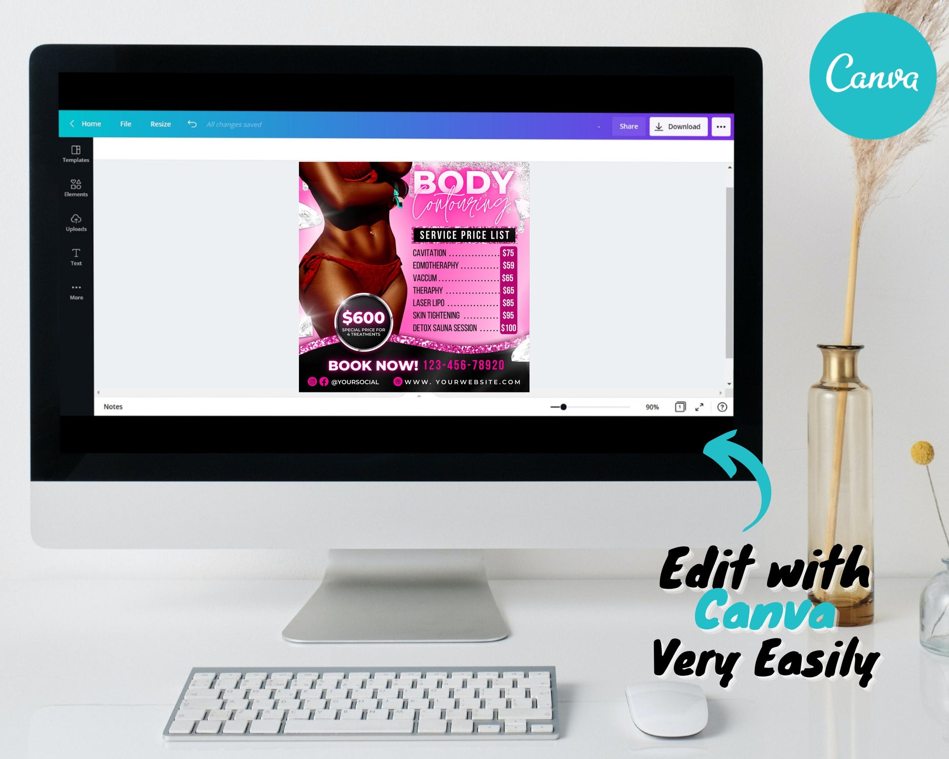Body Contour Flyer, DIY Flyer Template Design, Body Sculpting Flyer, Pricelist Flyer, Body Contouring Services Flyer, Premade Flyer