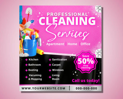 Cleaning Service Flyer, DIY Flyer Template Design, Cleaning Flyer Advertisement, Housekeeper Cleaner Flyer, House & Office Cleaning Flyer