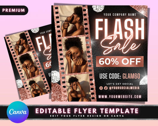Flash Sale Flyer, DIY Flyer Template Design, Sale Flyer, Hair Flyer, Beauty Flyer, Bundles Sale Flyer, Premade Business Logo