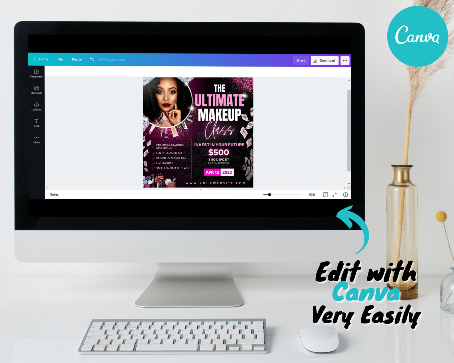makeup flyer, diy flyer template design, makeup class flyer, beauty training flyer, makeup course flyer, instagram flyer, premade flyer