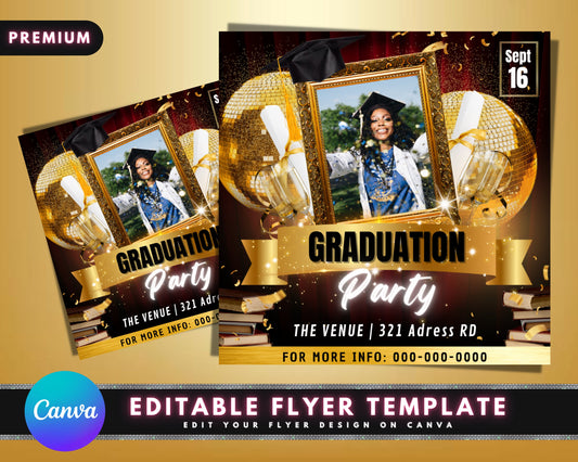 Graduation Party Flyer, DIY Flyer Template Design, Graduation Party Invitation, Graduation Celebration Flyer, Graduate Flyer, Grad Party