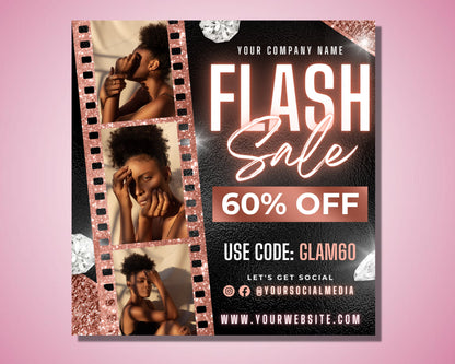 Flash Sale Flyer, DIY Flyer Template Design, Sale Flyer, Hair Flyer, Beauty Flyer, Bundles Sale Flyer, Premade Business Logo