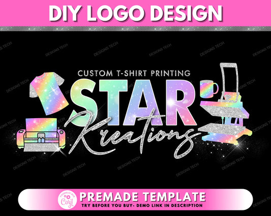 Heat Press Logo, DIY Logo Design Template, T-shirt Design Logo, Shirt Designer Logo, Cricut Logo, Crafting Logo, Crafter Logo, Business Logo
