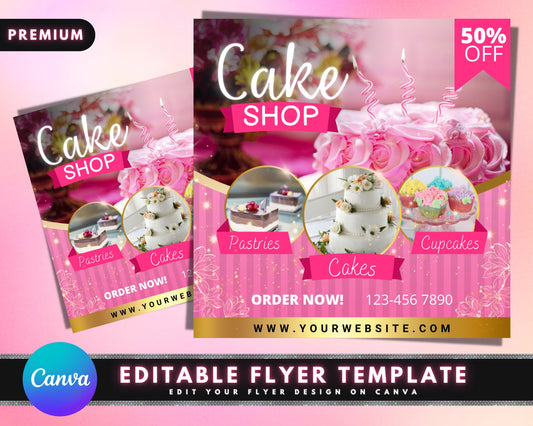 Cake Flyer, DIY Flyer Template Design, Sweet Treat Flyer, Bakery Flyer, Bake Sale Flyer, Baking Flyer, Cookies Cupcakes Business Flyer