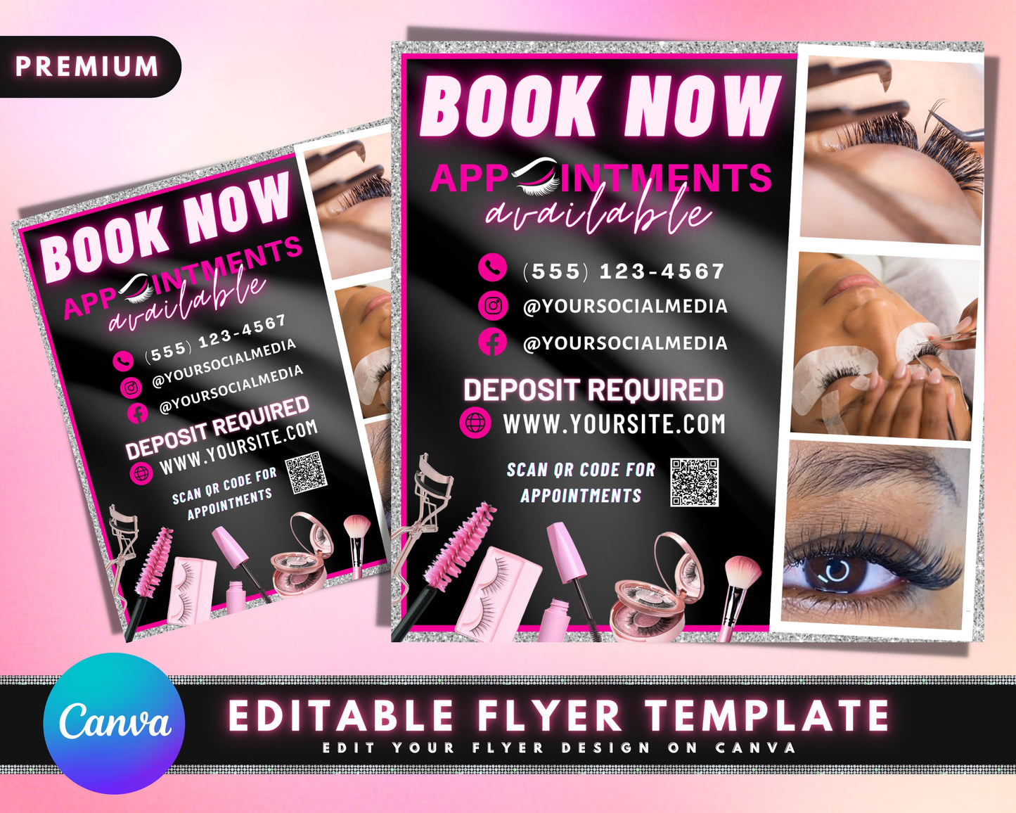 lash tech appointment flyers, diy flyer template design, appointments available flyer, lashes flyer, makeup flyer, premade eyelash flyer
