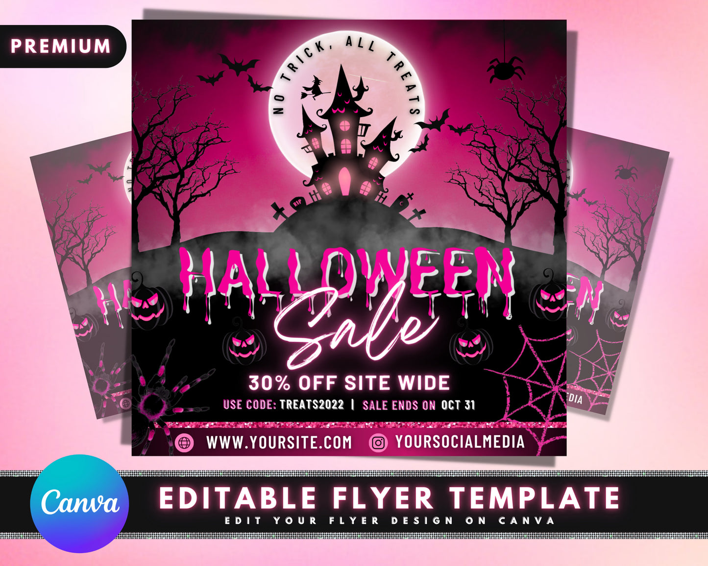 halloween flyer, diy flyer template design, sale flyer, hair flyer, fall sale flyer, pink flyer, scary flyer, premade business flyer design