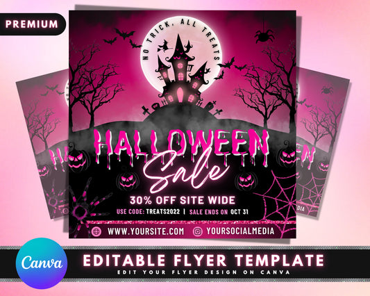 Halloween Flyer, DIY Flyer Template Design, Sale Flyer, Hair Flyer, Fall Sale Flyer, Pink Flyer, Scary Flyer, Premade Business Flyer Design
