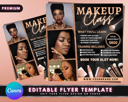 Makeup Course Flyer, DIY Flyer Template Design, Makeup Class Flyer, Makeup Masterclass Flyer, Makeup Training Flyer, Social Media Flyer