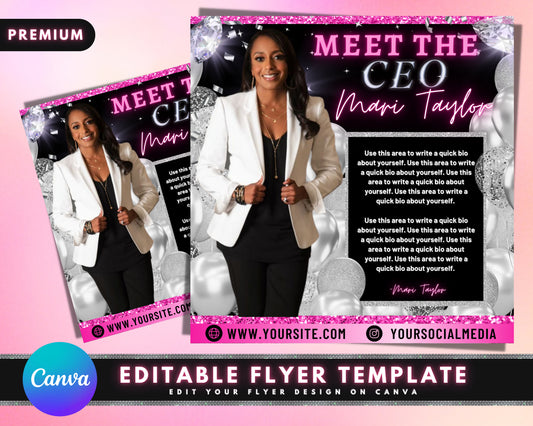 Meet The CEO Flyer, DIY Flyer Template Design, Meet The Owner Flyer, Entrepreneur Flyer, Social Media Flyer, Business Flyer, Premade Flyer