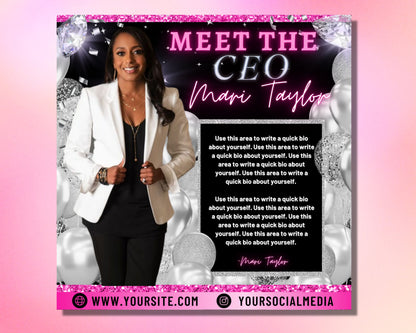 Meet The CEO Flyer, DIY Flyer Template Design, Meet The Owner Flyer, Entrepreneur Flyer, Social Media Flyer, Business Flyer, Premade Flyer