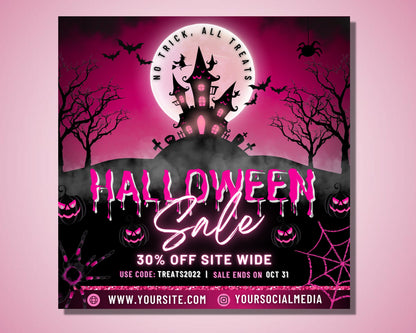Halloween Flyer, DIY Flyer Template Design, Sale Flyer, Hair Flyer, Fall Sale Flyer, Pink Flyer, Scary Flyer, Premade Business Flyer Design